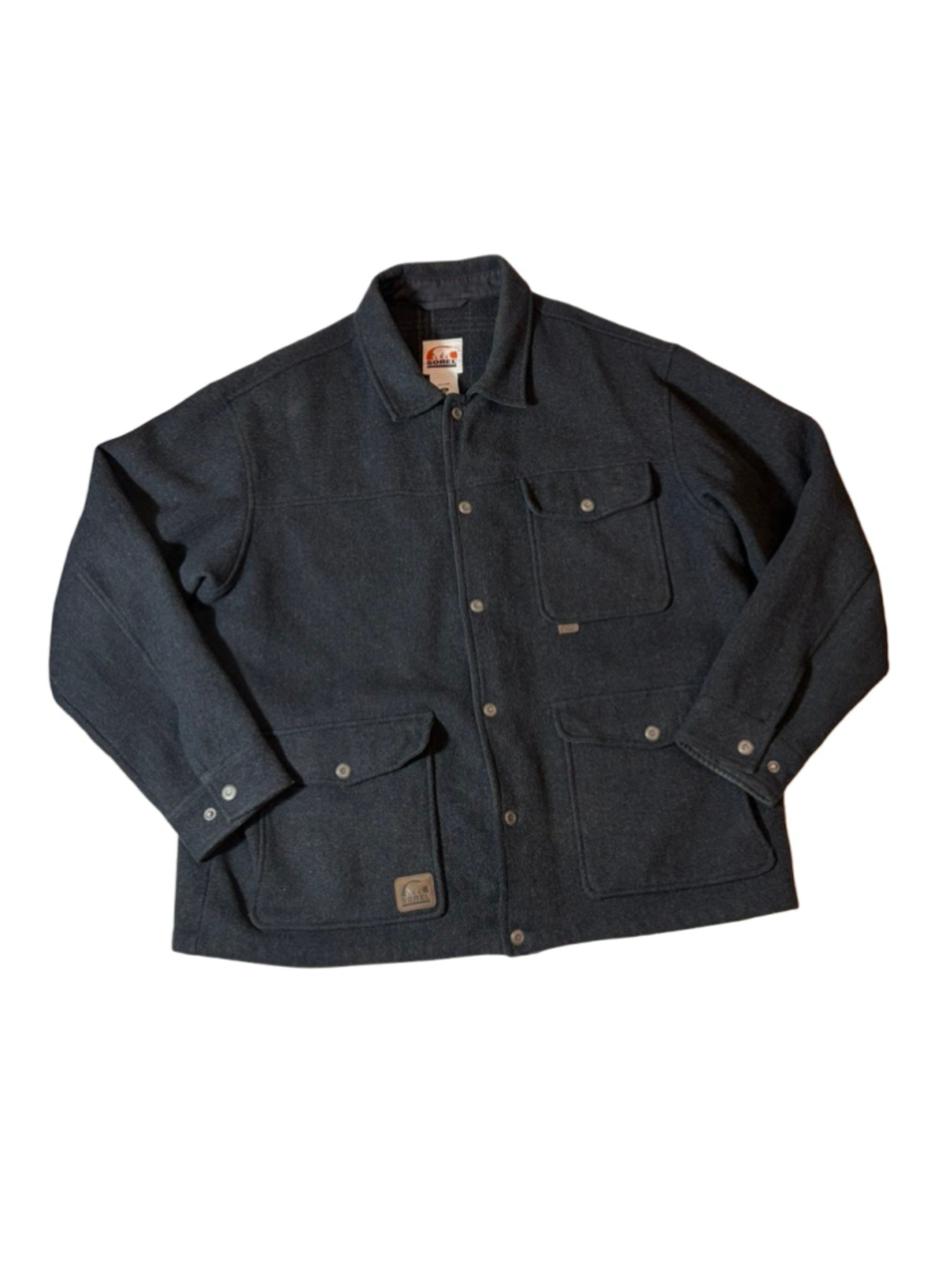Sorel Mens XL Charcoal Wool Blend Chore Jacket Snap Front Workwear Barn Coat
